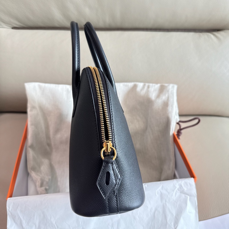 「M.Y精品」 Hermes 保齡球包25 1923 bolide 25 黑金 EP皮 W刻-7