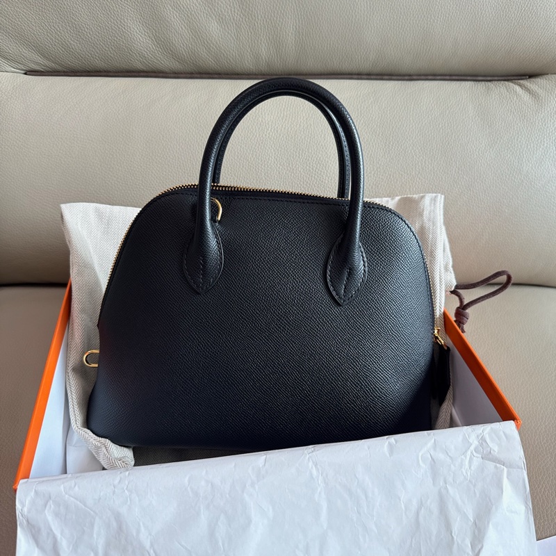 「M.Y精品」 Hermes 保齡球包25 1923 bolide 25 黑金 EP皮 W刻-11