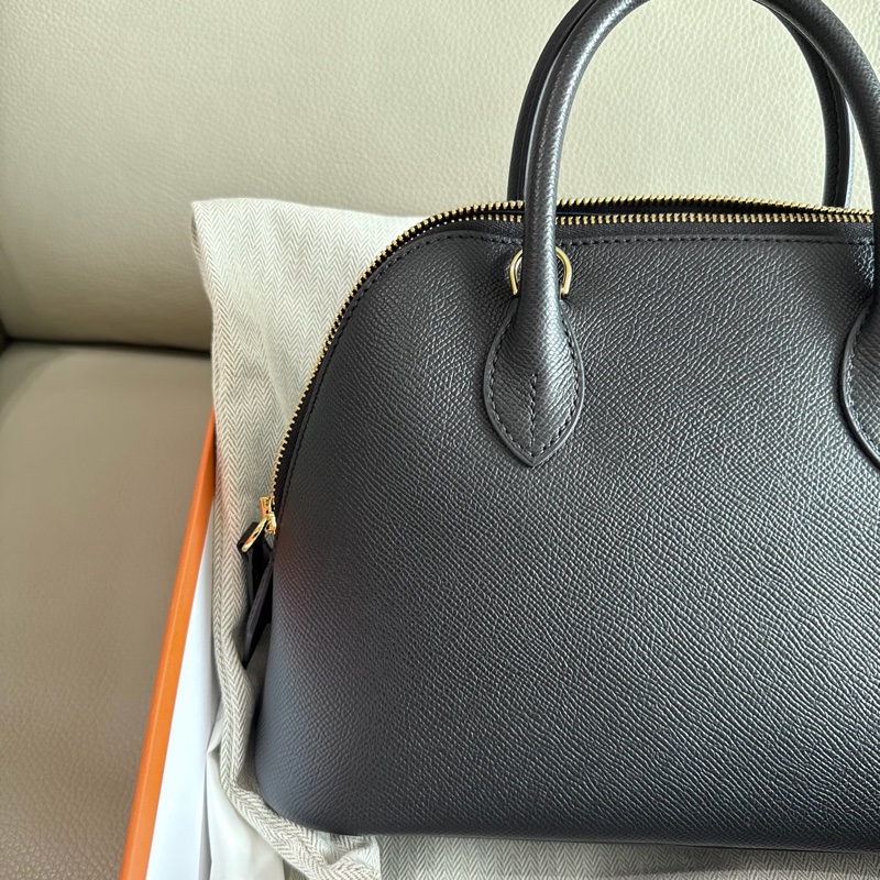 「M.Y精品」 Hermes 保齡球包25 1923 bolide 25 黑金 EP皮 W刻-12