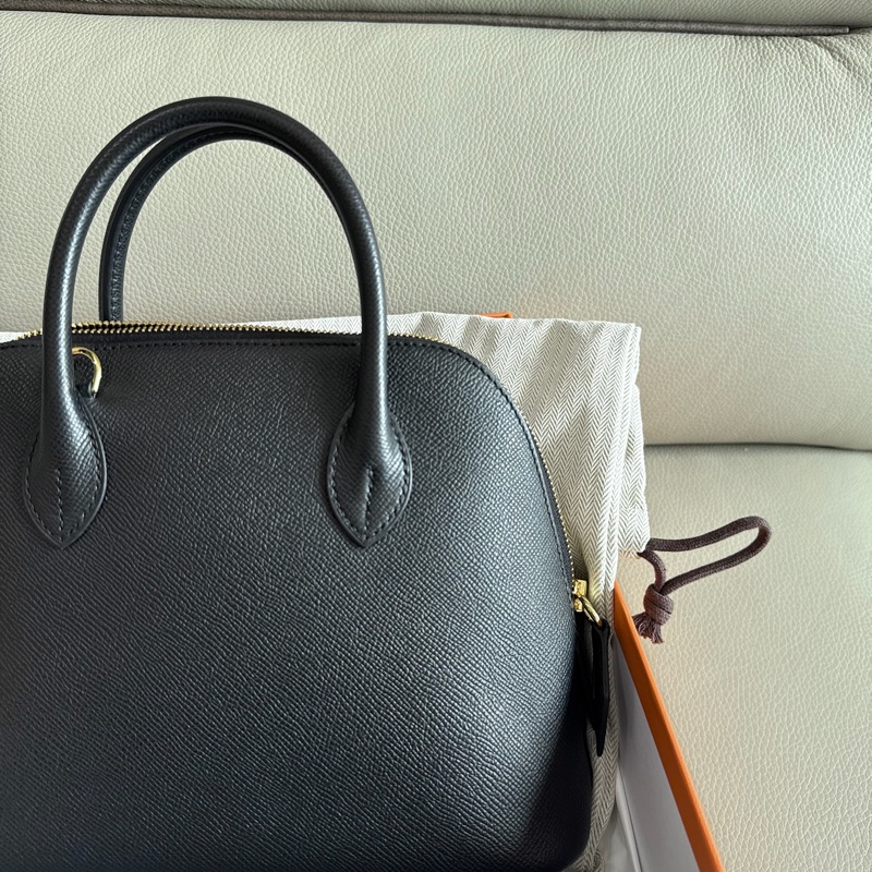 「M.Y精品」 Hermes 保齡球包25 1923 bolide 25 黑金 EP皮 W刻-14