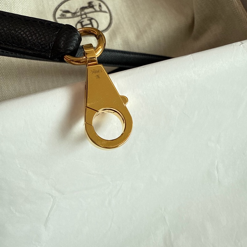 「M.Y精品」 Hermes 保齡球包25 1923 bolide 25 黑金 EP皮 W刻-28