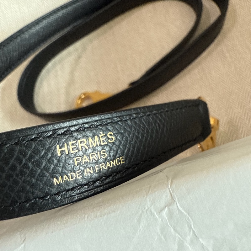 「M.Y精品」 Hermes 保齡球包25 1923 bolide 25 黑金 EP皮 W刻-32