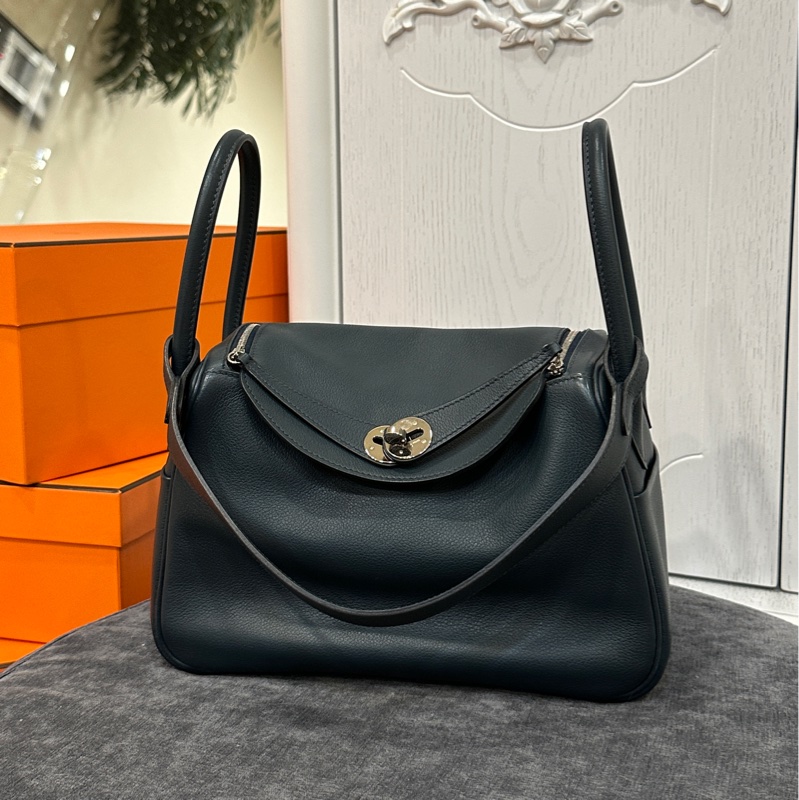 #好成色 #配件齊全 #Evercolor皮 愛馬仕Lindy26深藍🈶訂製內膽 全網最甜Lindy黃金尺寸-1