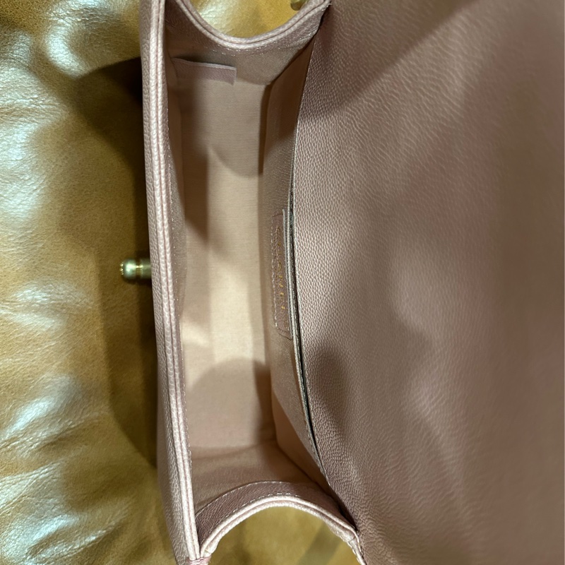 Chanel boy 20cm荔枝牛皮金鏈 蜜粉色-2