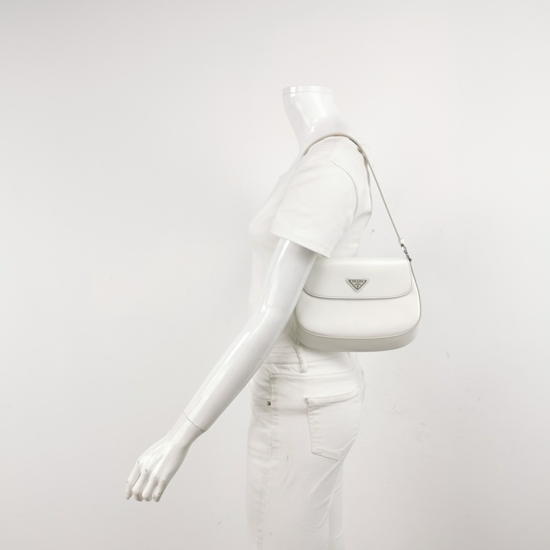 Prada cleo 光面牛皮 白色 肩背包-1