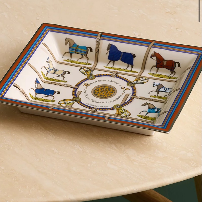 愛馬仕 Hermes 置物盤 全新 稀有 絲巾馬紋-0