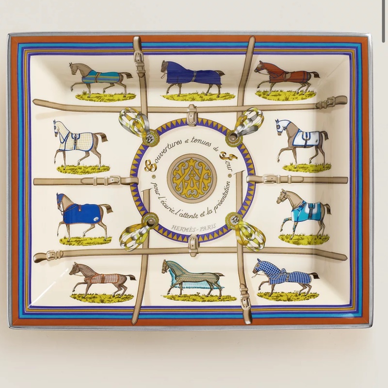 愛馬仕 Hermes 置物盤 全新 稀有 絲巾馬紋-1