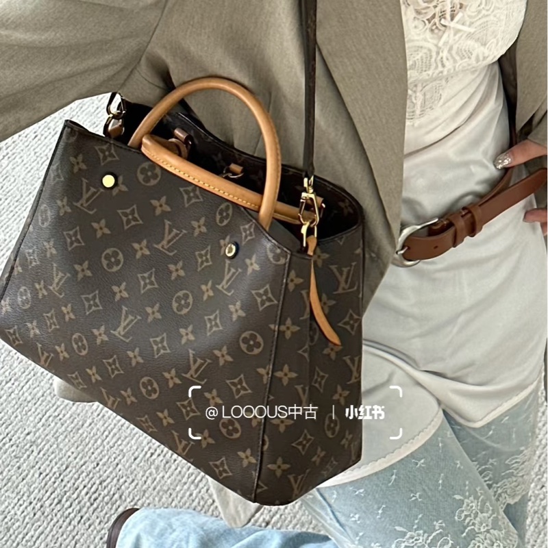 實用百搭款😙Lv老花中號Montaigne蒙田手提斜挎單肩包-10