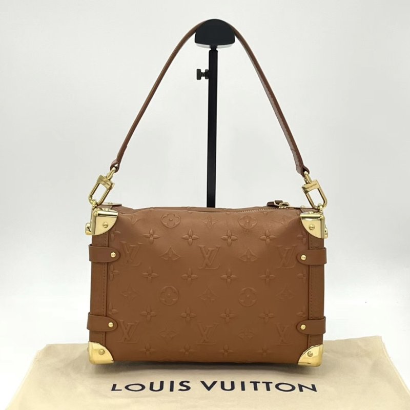 LV Side Trunk中號焦糖色谷愛凌同款盒子包 芯片款23.5*16*8.5 98新配件盒子塵袋-0