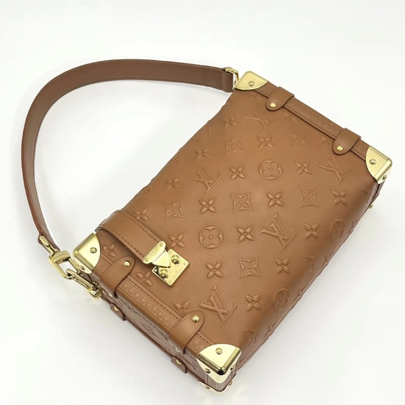 LV Side Trunk中號焦糖色谷愛凌同款盒子包 芯片款23.5*16*8.5 98新配件盒子塵袋-1