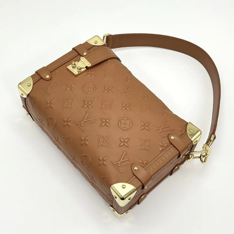 LV Side Trunk中號焦糖色谷愛凌同款盒子包 芯片款23.5*16*8.5 98新配件盒子塵袋-2