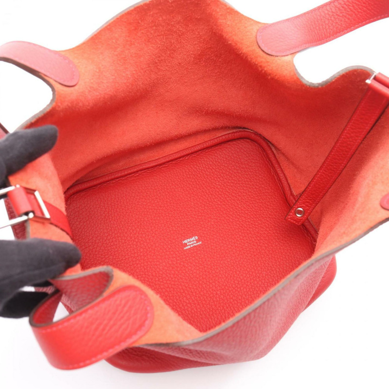 Hermes Hermès Picotin Lock MM 手提包,採用 Taurillon Clemence 皮革製成,紅色,適合女士。-2