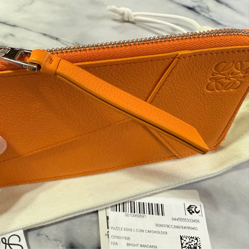 LOEWE puzzle 零錢拉鍊卡包 耀眼橘 大號-2