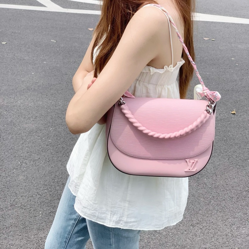 LV / 路易威登 Luna奶茶粉色 Epi皮斜挎 手提兩用包-3