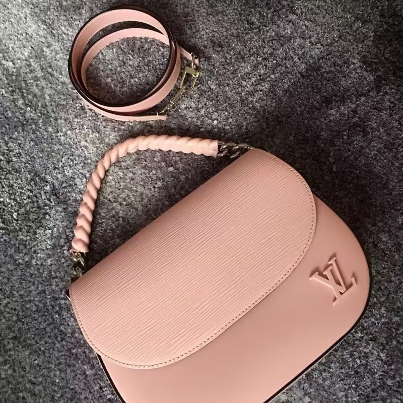 LV / 路易威登 Luna奶茶粉色 Epi皮斜挎 手提兩用包-4