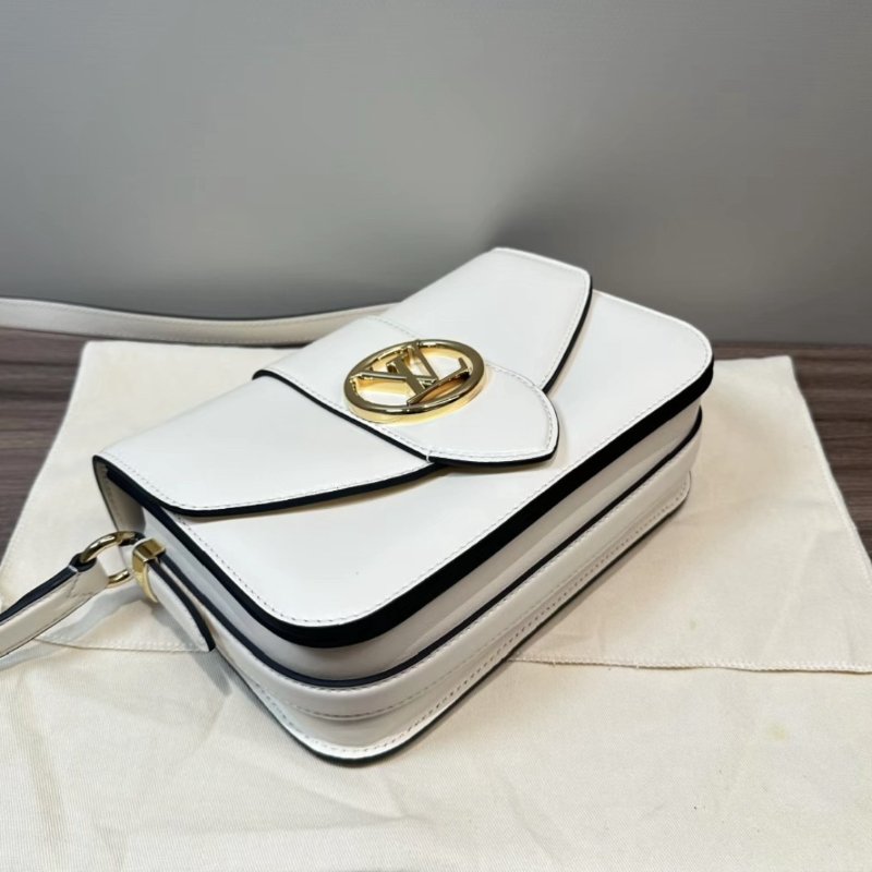 LV 奶白色金扣牛皮 Pont9 芯片款 2.5*14*7 99新配件盒子塵袋-3