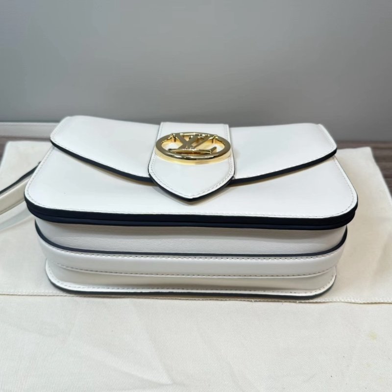 LV 奶白色金扣牛皮 Pont9 芯片款 2.5*14*7 99新配件盒子塵袋-4