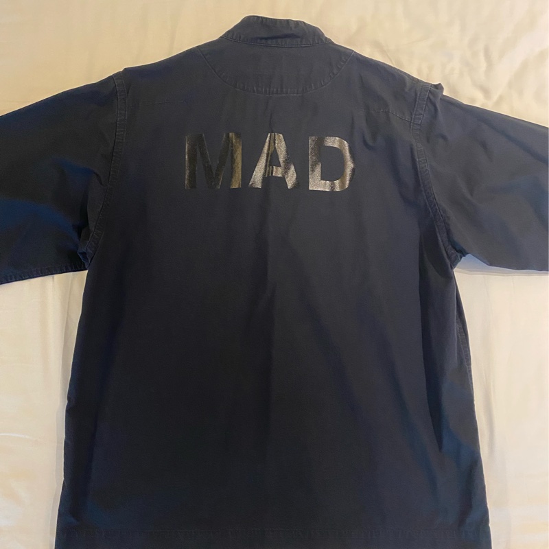 Navy blue shirt mandarin collar shirt-1