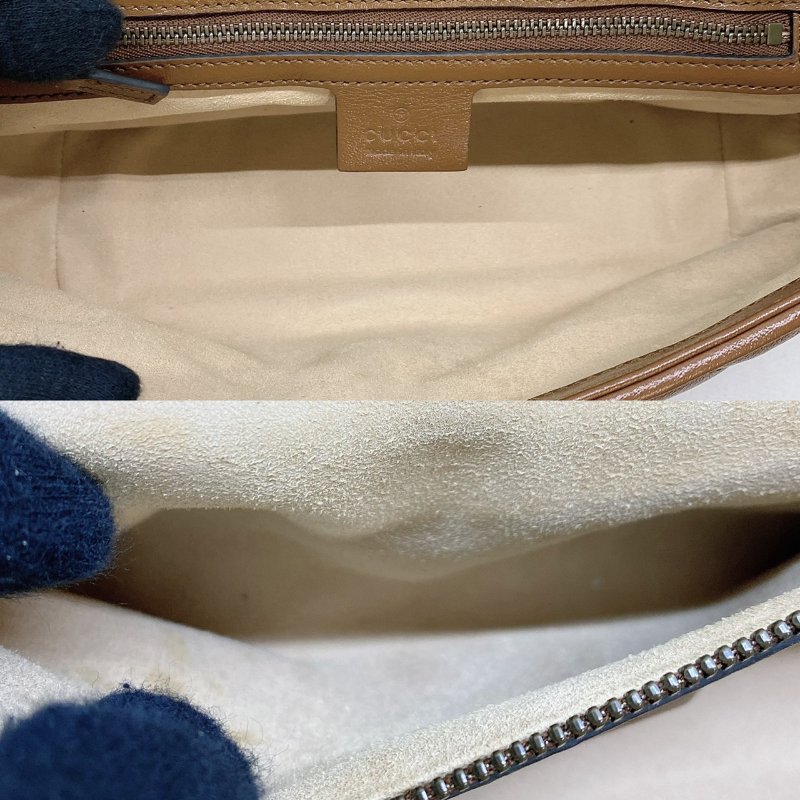 GUCCI GG Marmont棕色牛皮雙鍊肩背包-4