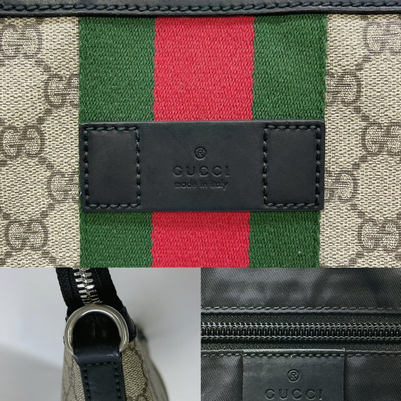 GUCCI GG Supreme綠紅織帶斜背包-5