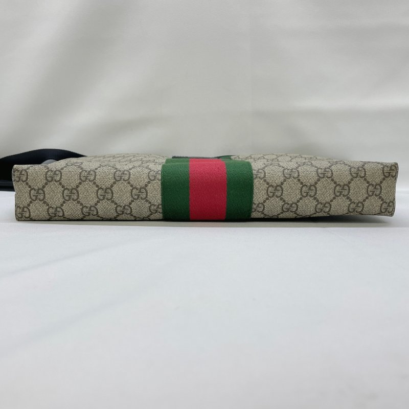 GUCCI GG Supreme綠紅織帶斜背包-7