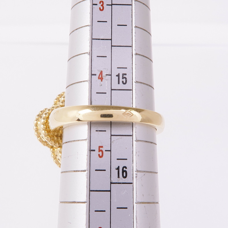 Van Cleef & Arpels 18K黃金Vintage Alhambra Ring縞瑪瑙/鑽石戒指VCA#48/US#4.5-5