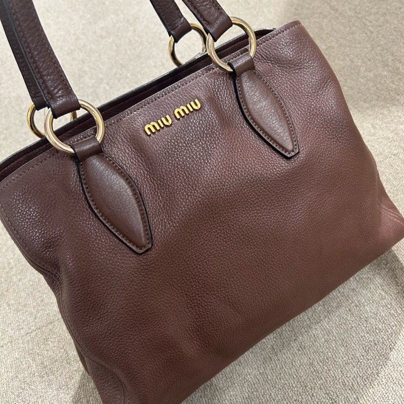 Miumiu 托特 斜挎 復古深棕色 尺寸約23*33-3