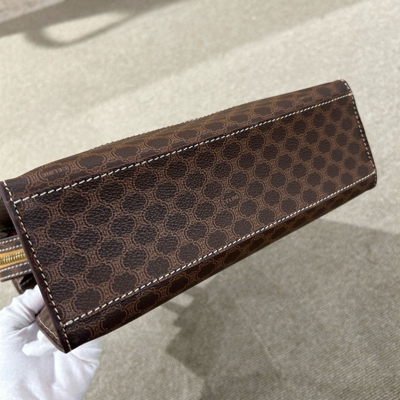 Celine 中古 棕花托特 尺寸約25*23。-7