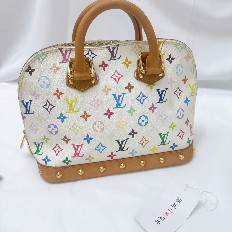 莉亞精品♡LV 白三彩村上隆貝殼包 二手美包-2
