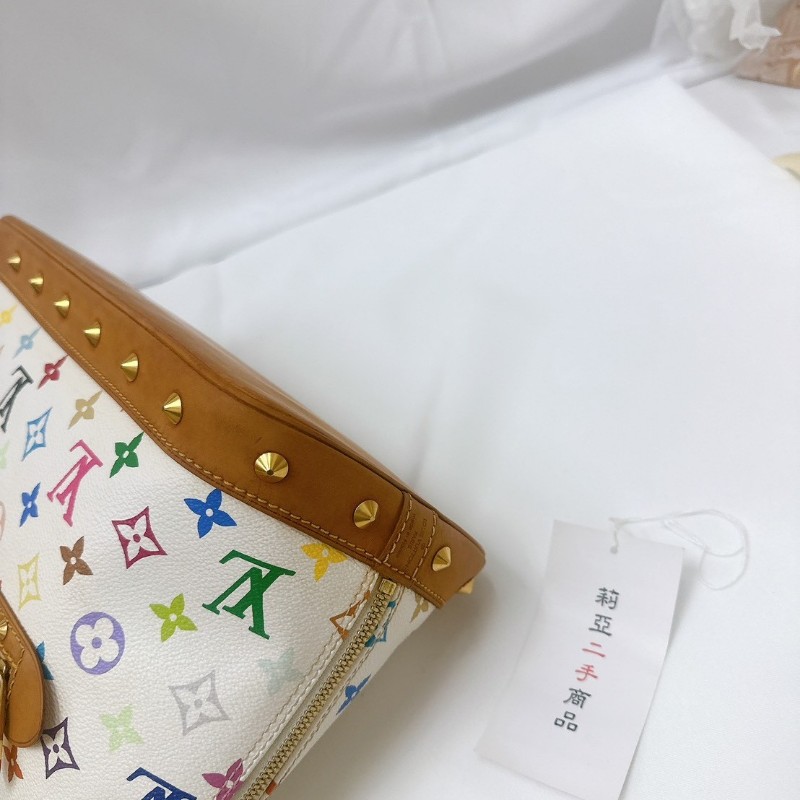 莉亞精品♡LV 白三彩村上隆貝殼包 二手美包-10