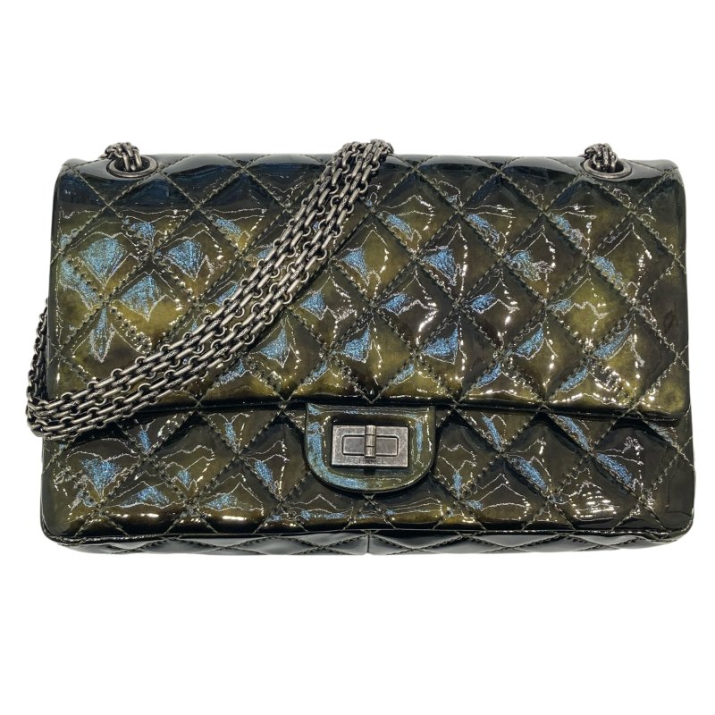 CHANEL 香奈兒 CHANEL 2.55 漆皮 肩背包 墨綠色-0