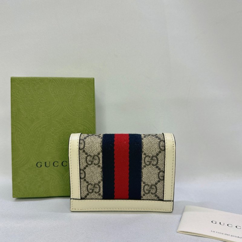 GUCCI Ophidia米白帆布短夾-1
