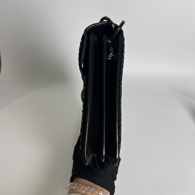 BVLGARI 黑編織邊蛇頭包-2