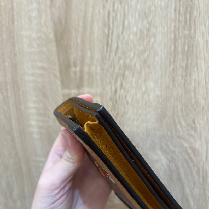 Gucci 咖PVC米奇拼牛皮金釦mini短夾-7