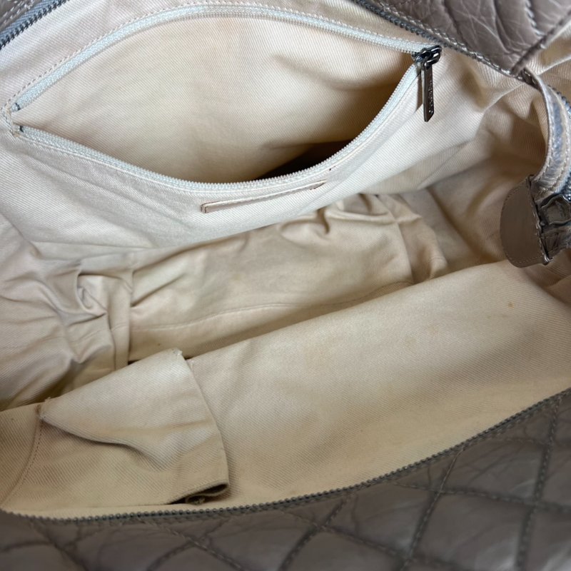 CHANEL 銀扣麻花粗鏈條手提單肩包奶茶-5