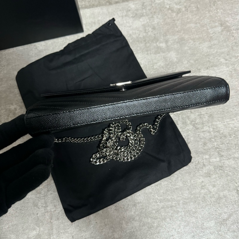 正品 Ysl經典黑銀荔枝皮woc 22cm-7