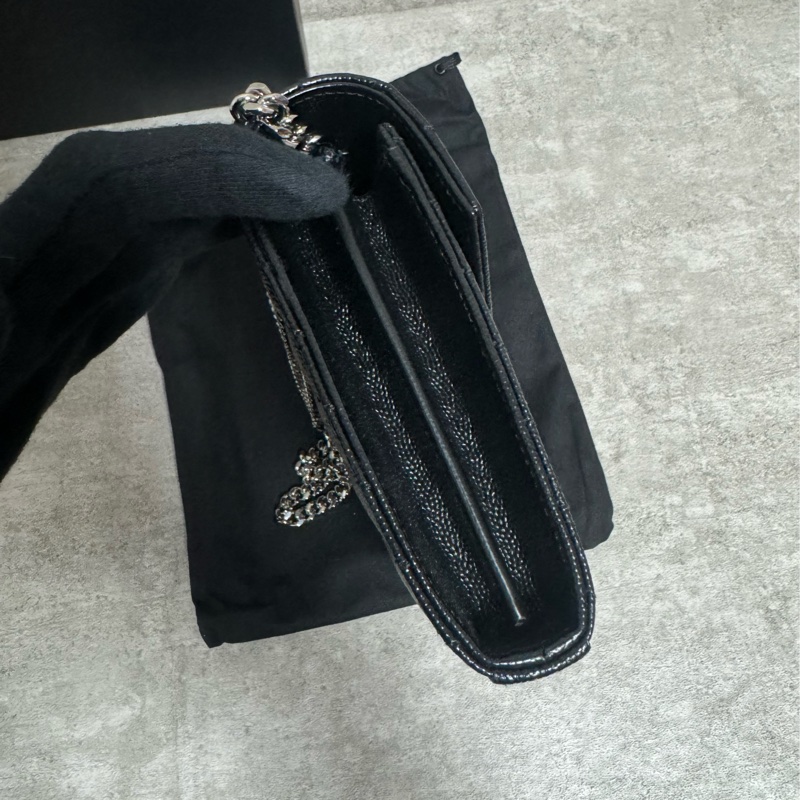 正品 Ysl經典黑銀荔枝皮woc 22cm-8