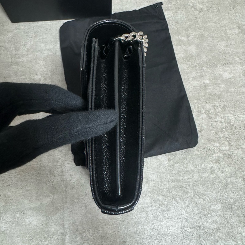 正品 Ysl經典黑銀荔枝皮woc 22cm-9