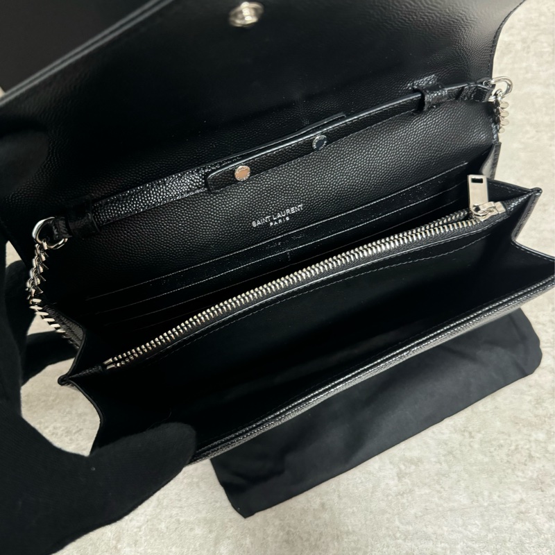 正品 Ysl經典黑銀荔枝皮woc 22cm-11