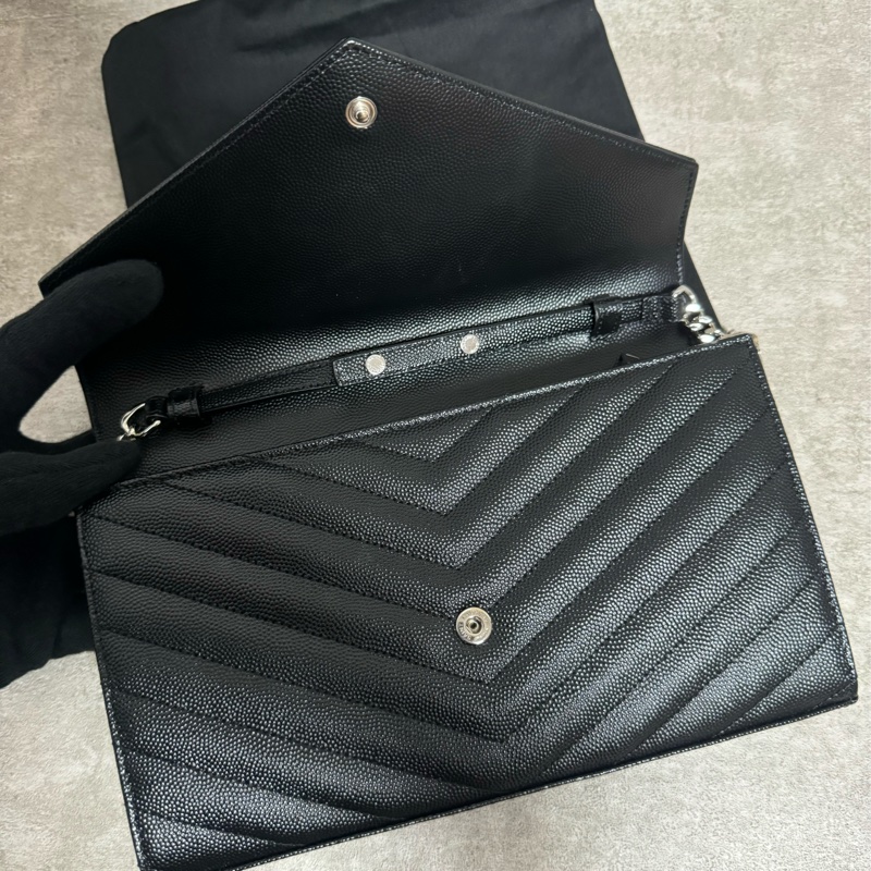 正品 Ysl經典黑銀荔枝皮woc 22cm-15