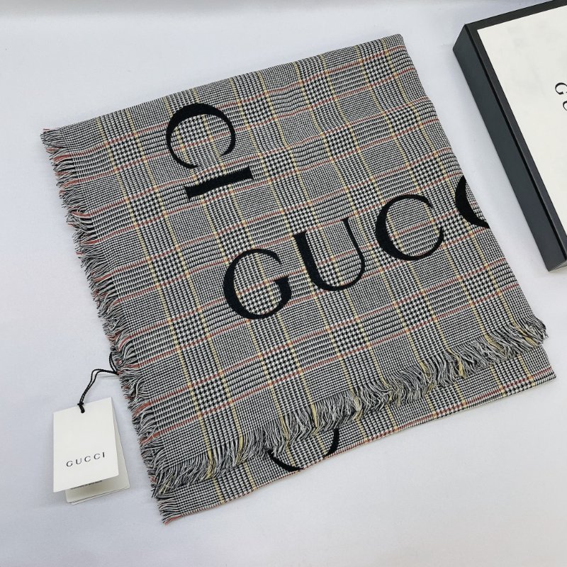 GUCCI 全新千鳥格羊毛披肩-0
