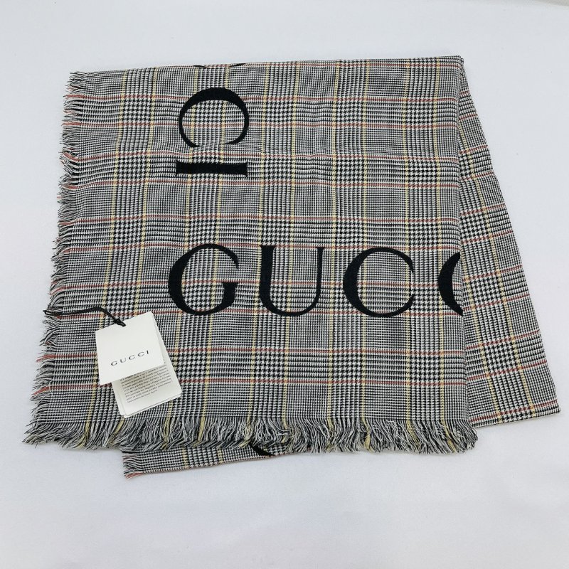 GUCCI 全新千鳥格羊毛披肩-1