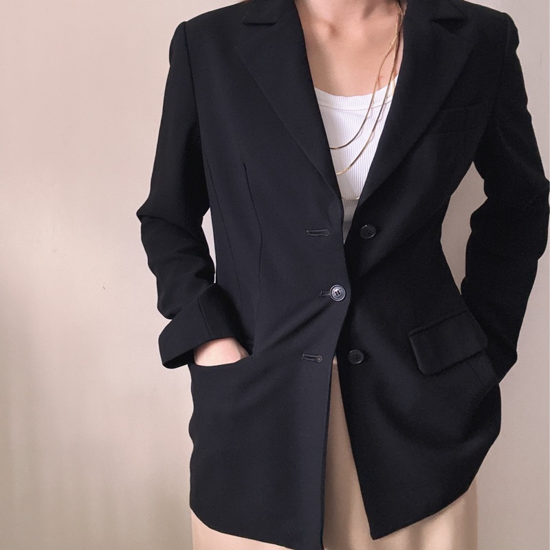 LANVIN 黑色西裝外套 條腰顯瘦 四季可穿 38 中號-2