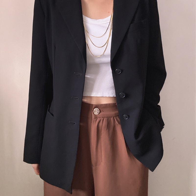 LANVIN 黑色西裝外套 條腰顯瘦 四季可穿 38 中號-3