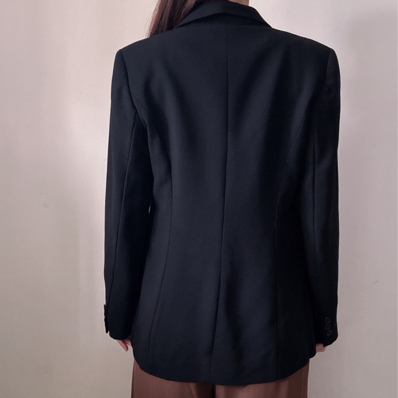 LANVIN 黑色西裝外套 條腰顯瘦 四季可穿 38 中號-6