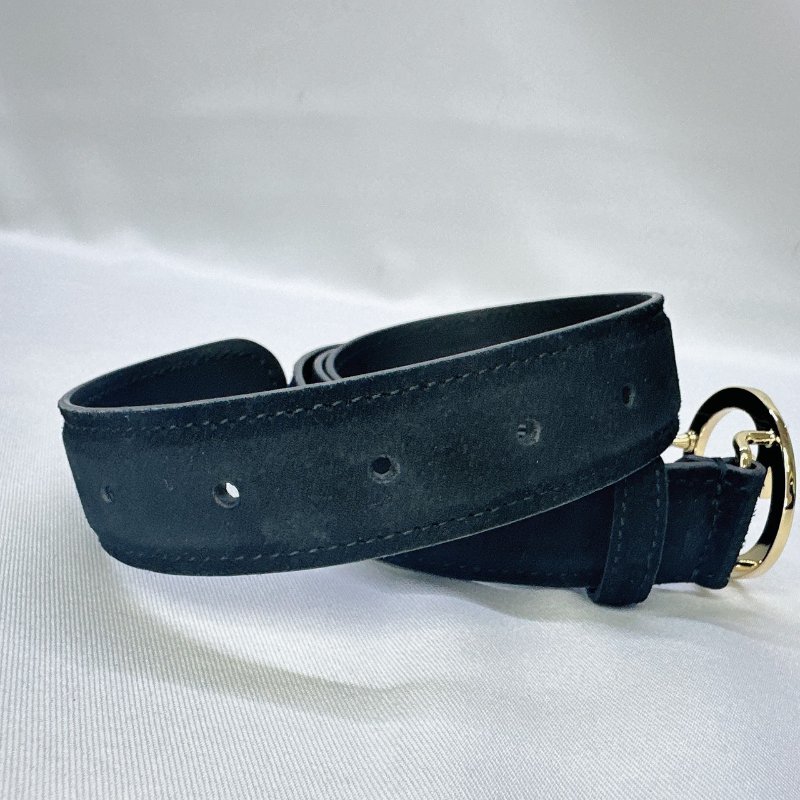 GUCCI 黑金麂皮皮帶-4