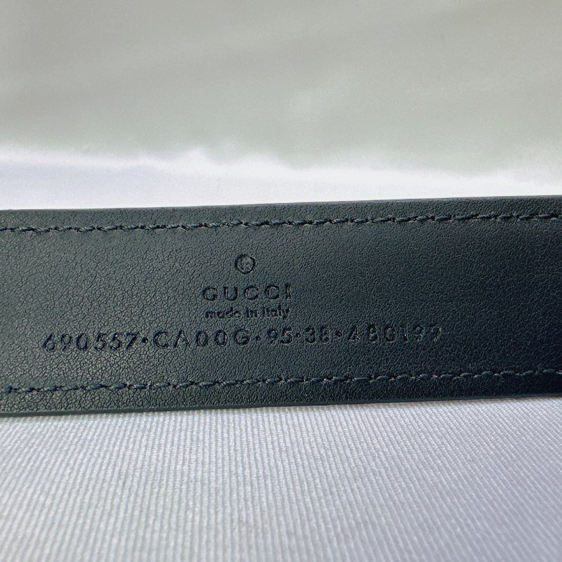 GUCCI 黑金麂皮皮帶-8