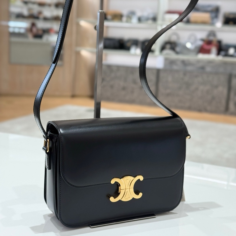 Celine 黑金中號凱旋門box單肩斜挎包 尺寸約22*16.5*7cm-1