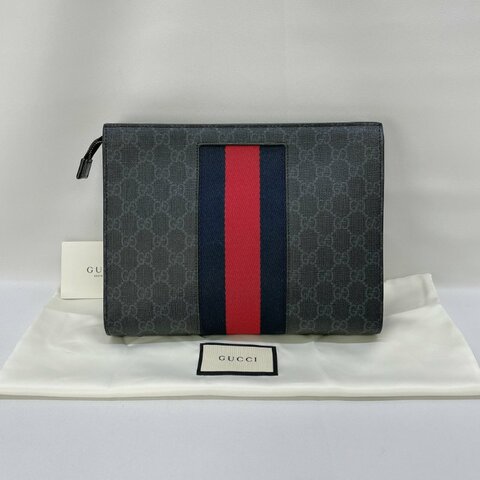 GUCCI 藍紅藍拉鍊手拿包