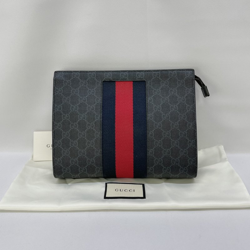 GUCCI 藍紅藍拉鍊手拿包-1